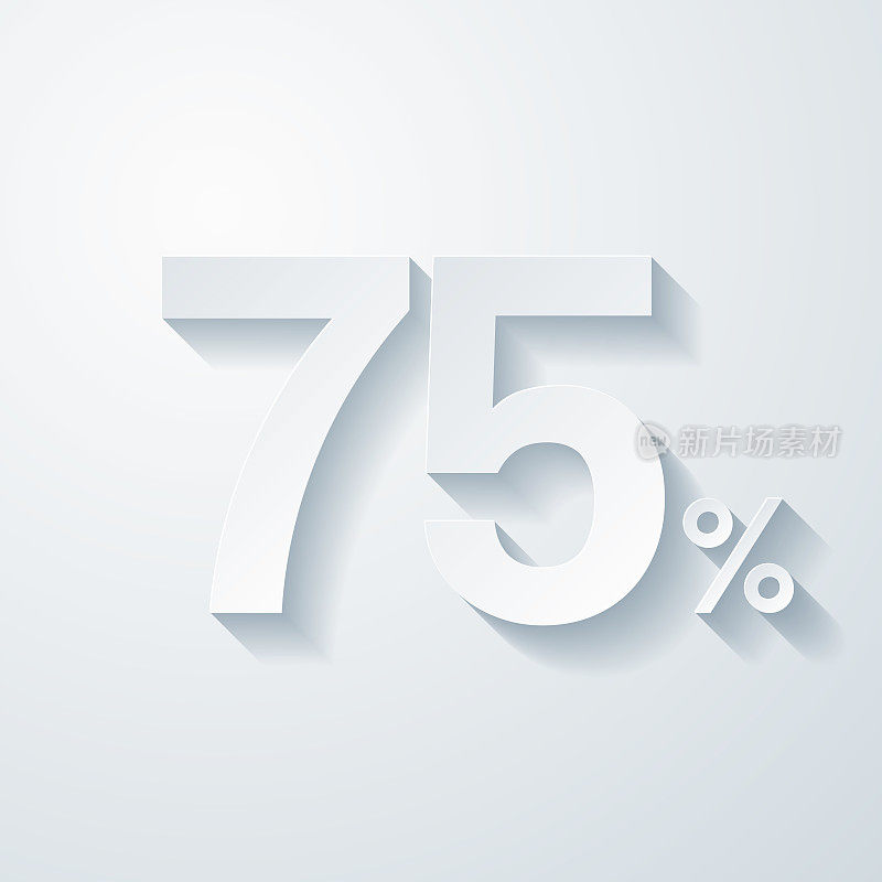 75% - 75%。空白背景上剪纸效果的图标